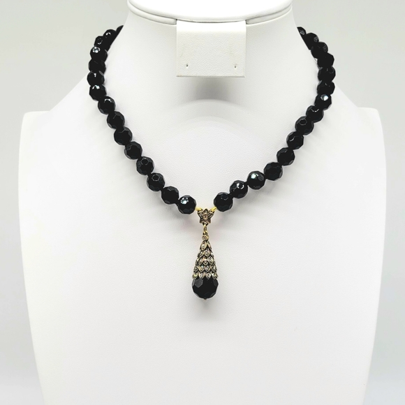 Heidi Daus Jet Black and Diamond Swarovski Crystal Christmas Tree Necklace - Picture 7 of 14